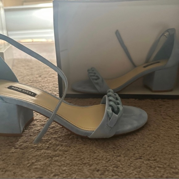 Baby Blue Nine West Block Heels - Picture 1 of 4